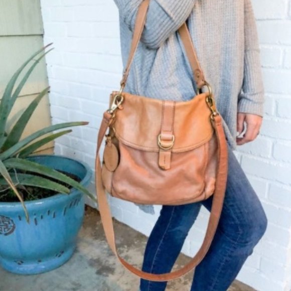 Fossil Handbags - Fossil Chestnut Leather Crossbody Bag